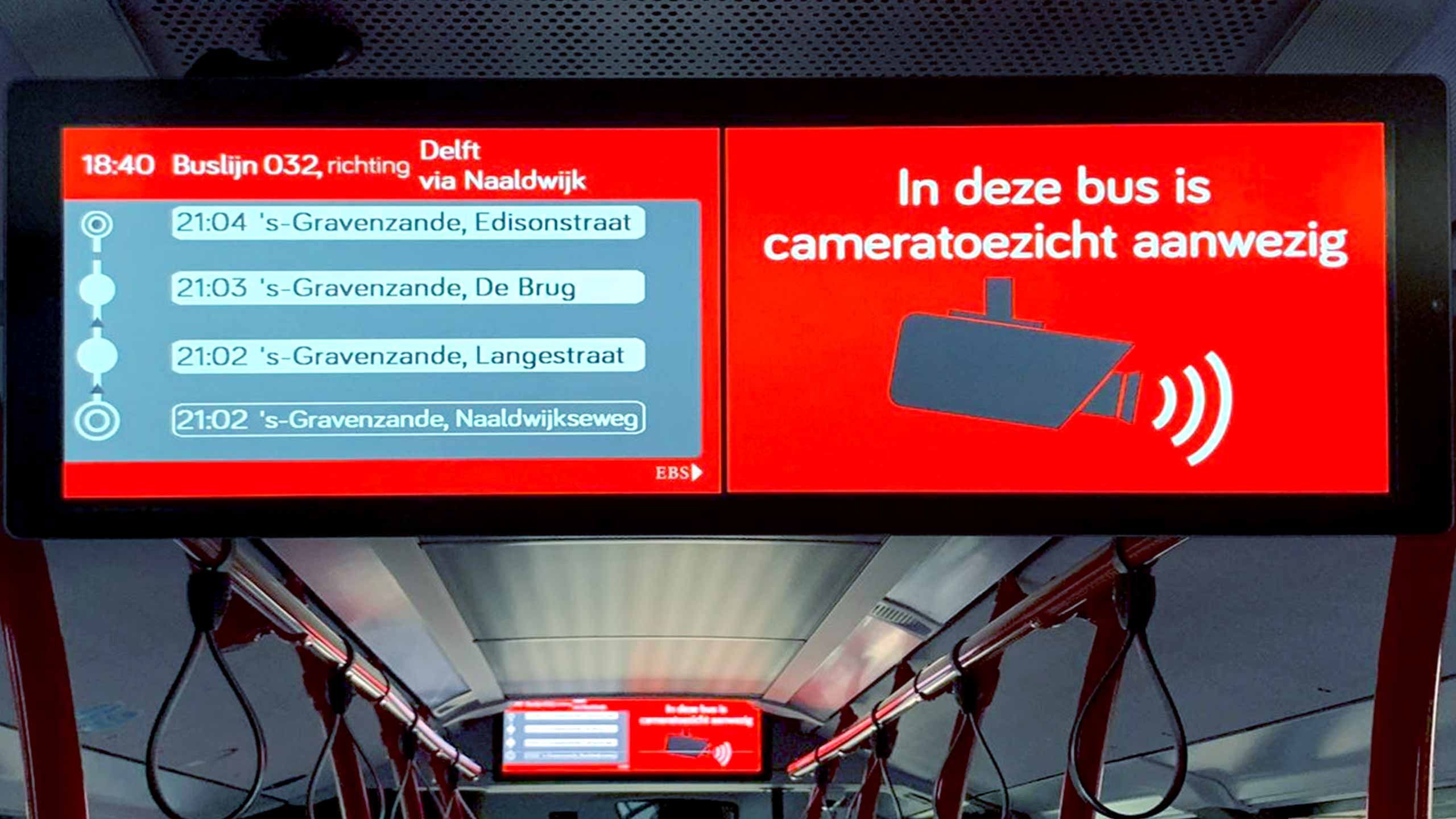 dutch bus screen with travel info