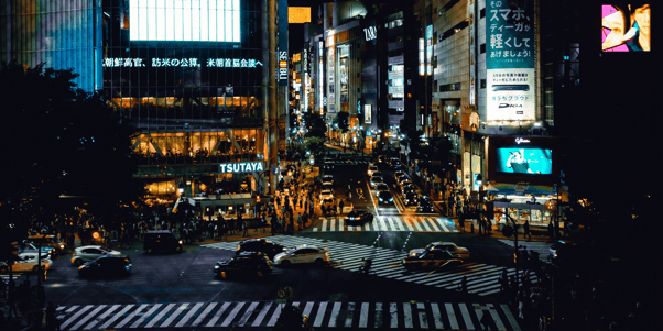 Digital Signage Displays On A Busy Street