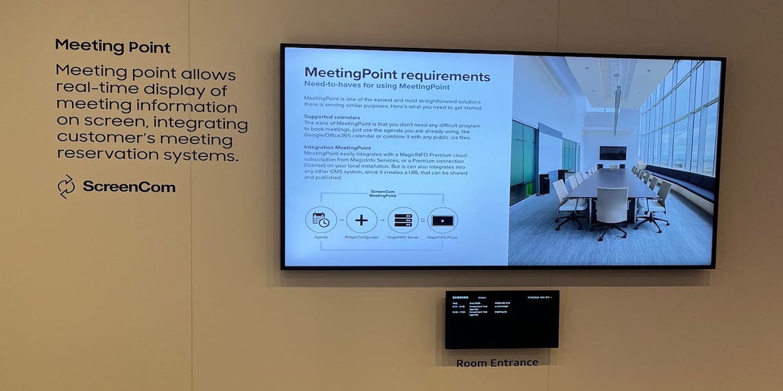Effortlessly manage meeting room availability with the MeetingPoint MagicINFO add-on