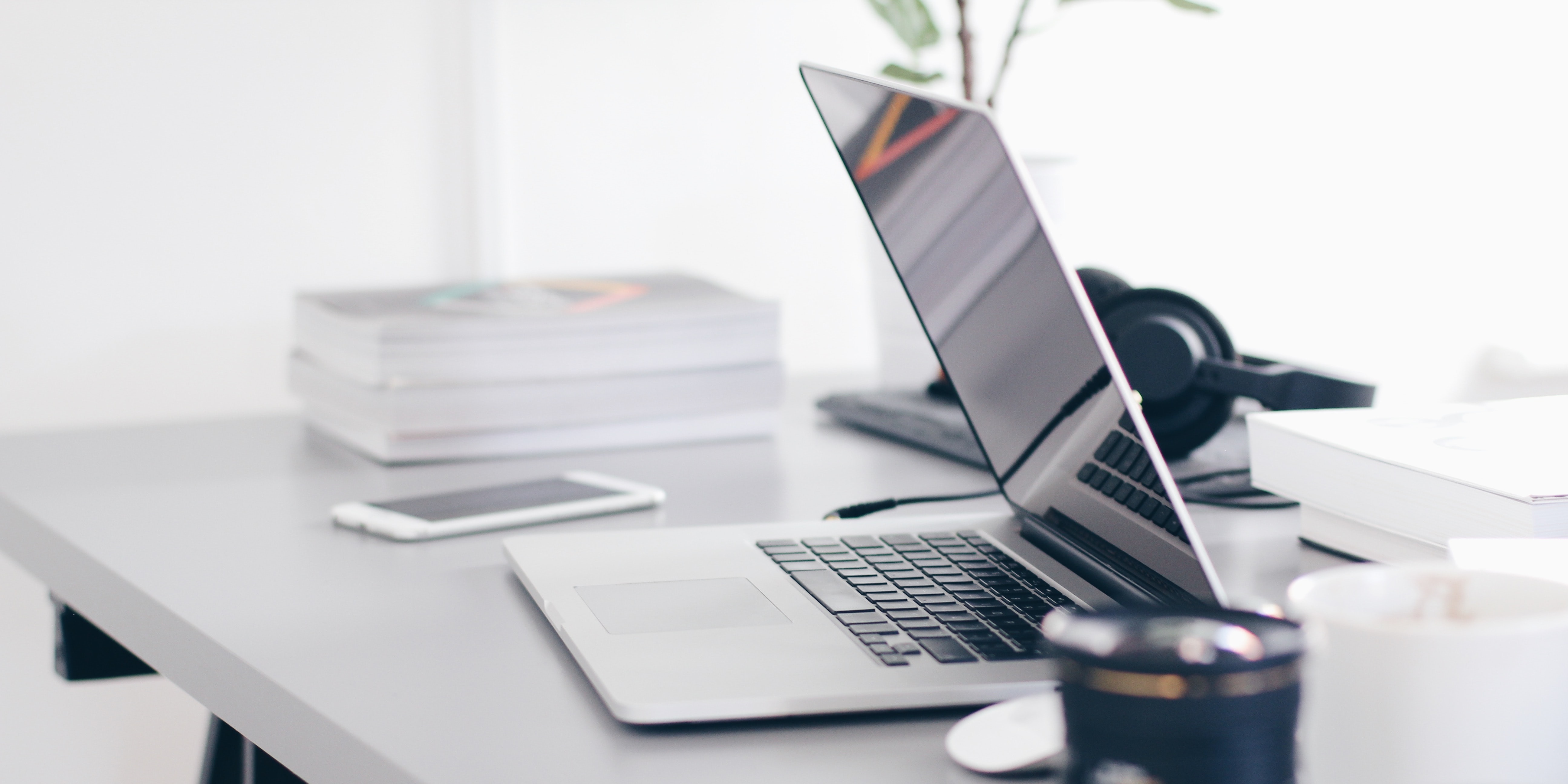 White Laptop on a Desktop